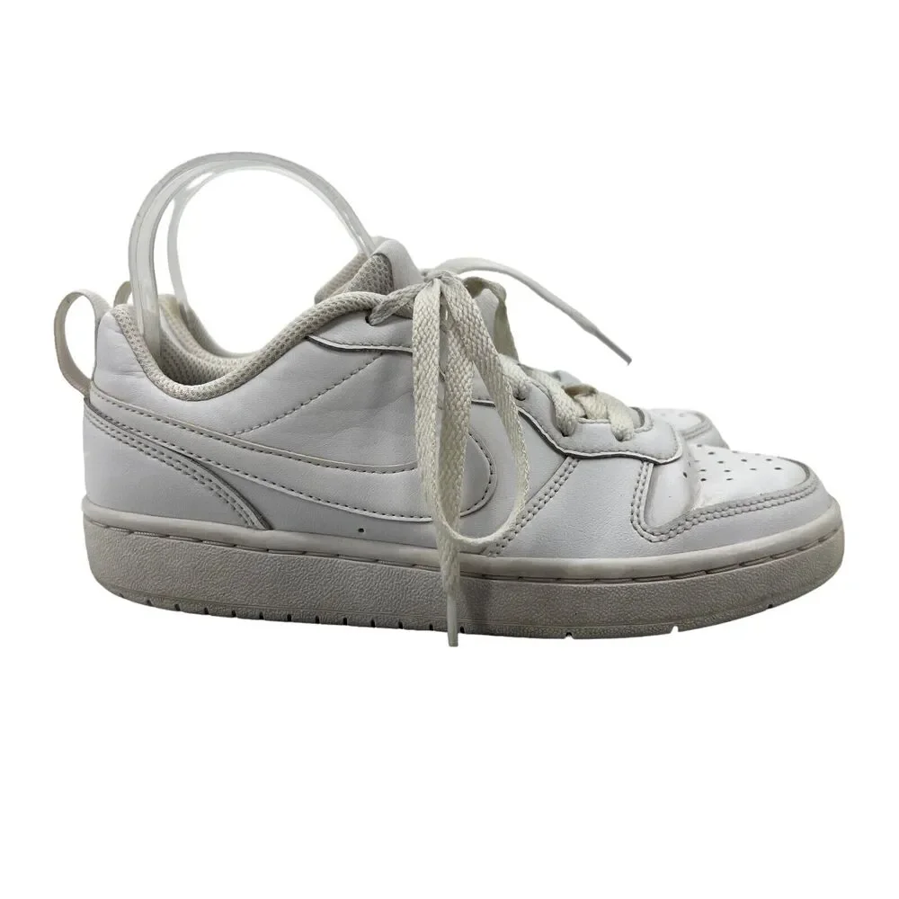 Nike Court Borough Shoes Youth Big Kid 4Y Triple White Leather Low Top Lace